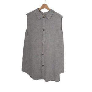 CP Shades Sleeveless Collared Button Tunic Shirt Top Sz L